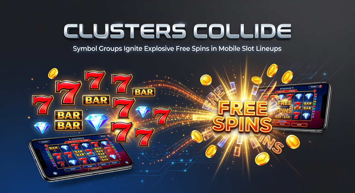 Vibrant cluster pay slot screen showing symbols grouping to trigger free spins amid explosive animations