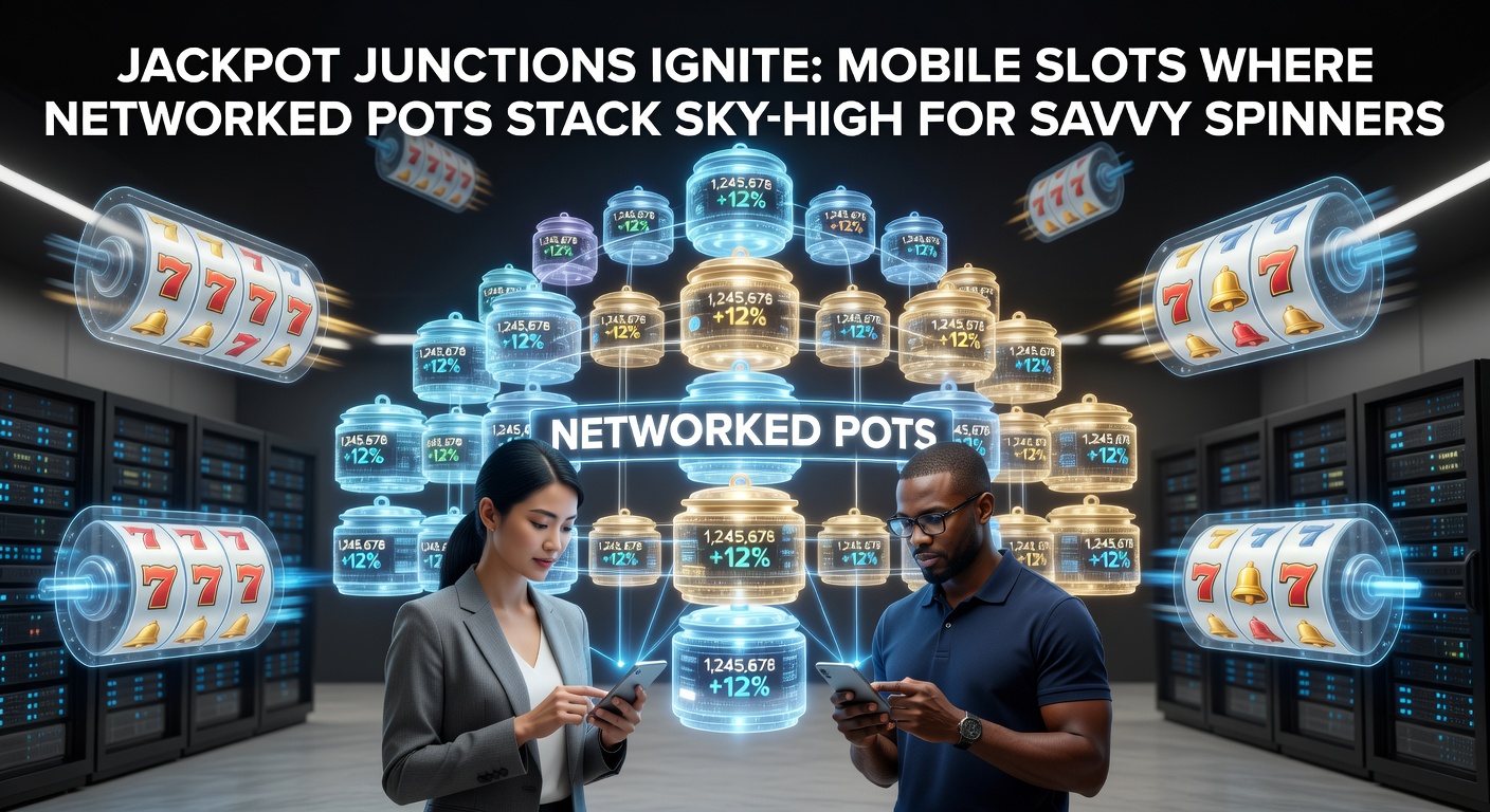 Vibrant mobile slot screen showing a massive networked jackpot counter climbing rapidly amid cascading reels and glowing symbols