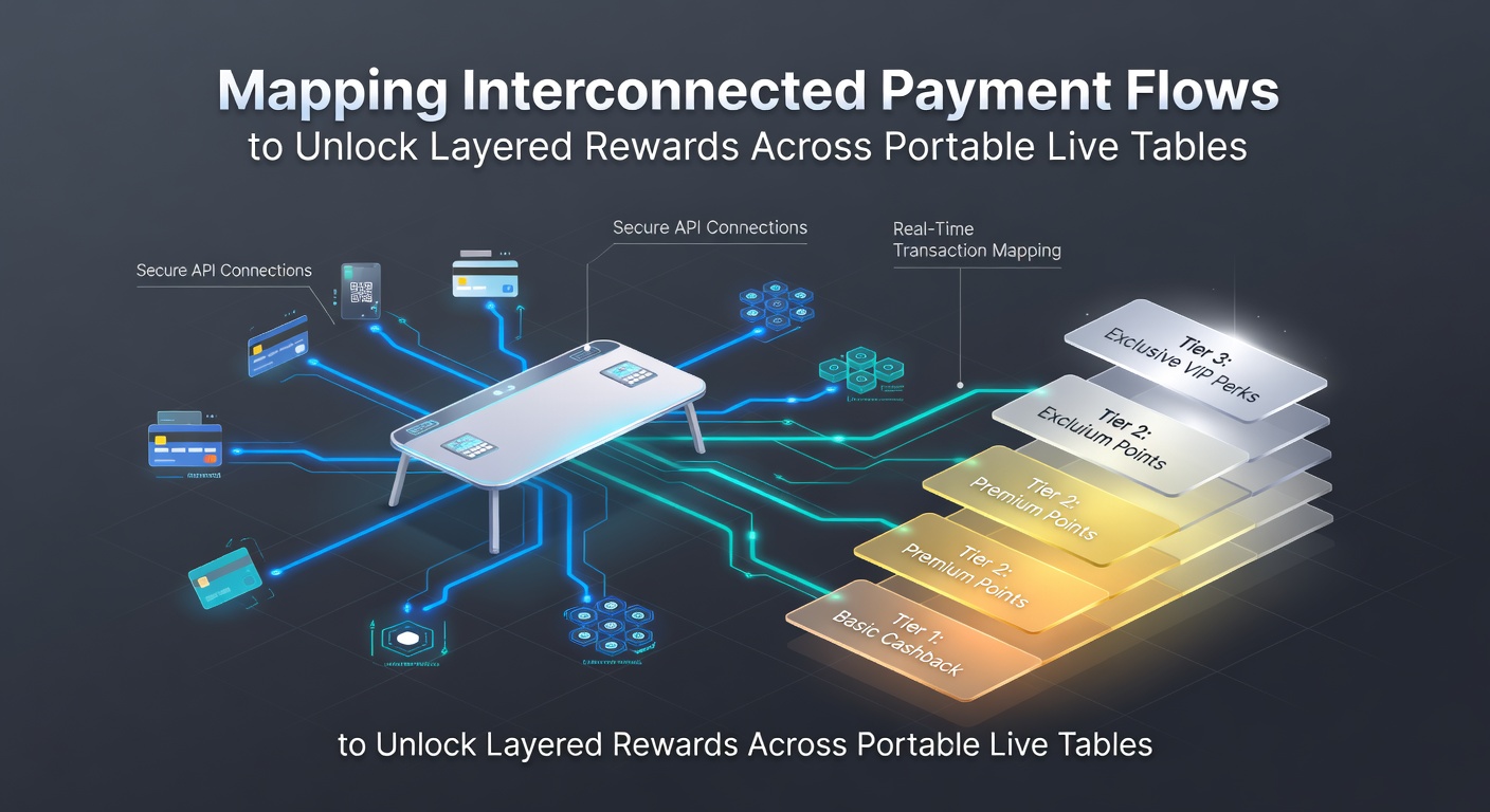 Diagram showing interconnected payment flows linking mobile devices to live dealer tables and reward tiers