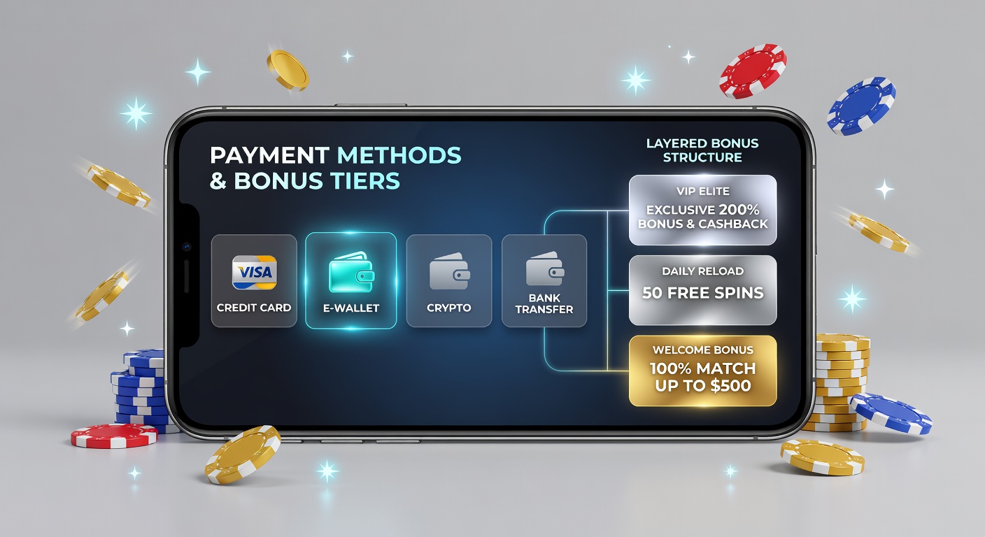 Smartphone displaying casino app with payment options and bonus indicators on screen