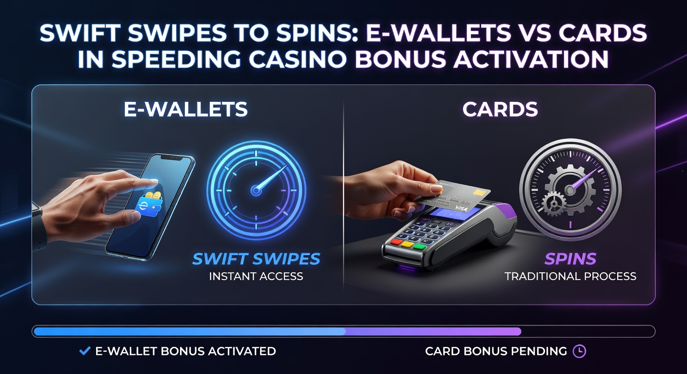 Side-by-side comparison chart showing e-wallet instant green bars versus slower card timelines in casino deposit flows