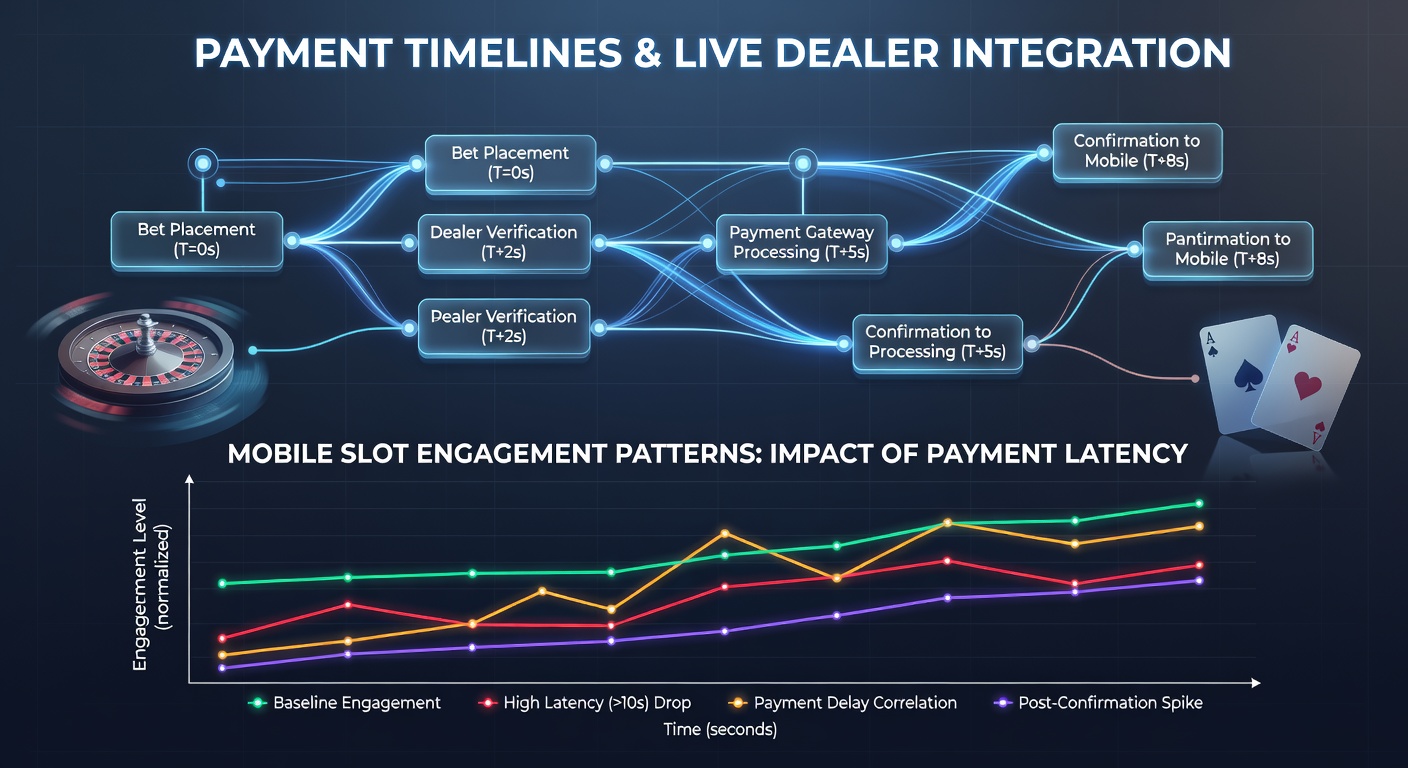 Illustration showing payment processing flows between live dealer tables and mobile slot interfaces