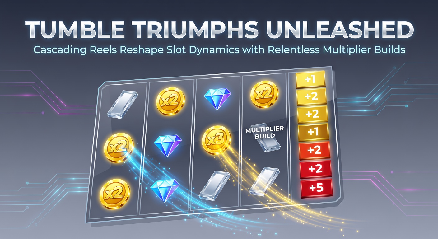Vibrant slot screen showing cascading symbols exploding in a chain reaction with rising multipliers